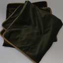 2 Pack Velvet Decorative Throw Pillow Covers, 20"x20", Green and Camel, Solid, Modern, Contrast Piping, Indoor Use, Bedroom & Living Room