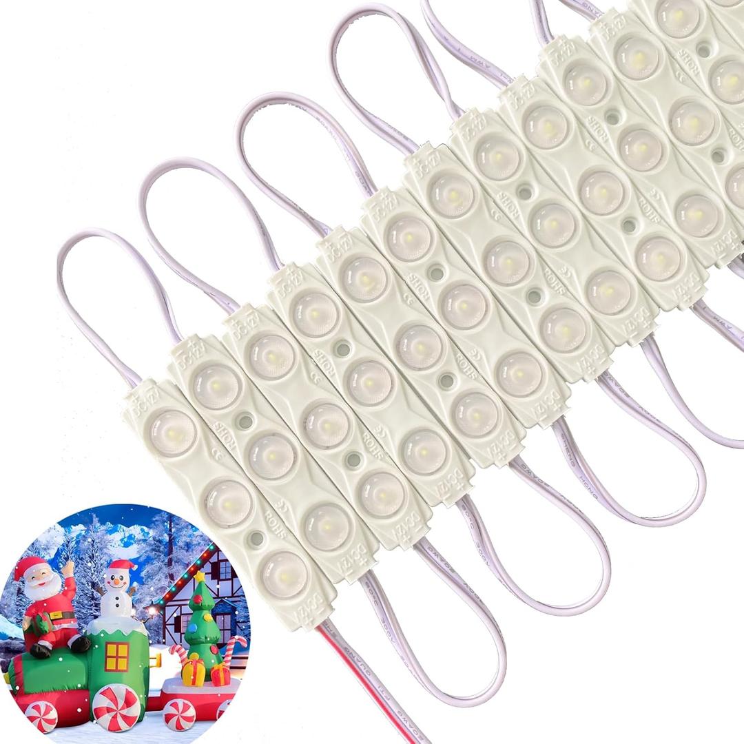LED Module,Replacement Lights for Inflatables White 20pcs 9.8 Ft 2835 SMD 150LM Per LED Module IP65 Waterproof Christmas Inflatables Light for Letter Sign with Tape Adhesive Backside (White)