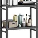 Over The Toilet Storage | 3-Tier Bathroom Organizer Shelf Over Toilet with Adjustable Shelf and Basket | Non-Slip Base,Strong Load-Bearing High Stability Bathroom Organizer,Black Black