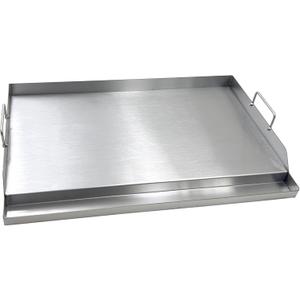 Direct Store Parts DS127 Stainless Steel BBQ Cooking Griddle, Universal Flat Top Griddle with 2 Handles for Most Gas Grills, W25"D16"H2.75", Heavy Duty Stainless Steel Griddle 1pc, Large size (25" x 16" x 2.8")