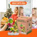 Green Monster Solar Garden Statue with Christmas Tree and 6 LED Lights - Outdoor Figurine - Glossy Resin - Waterproof - Spot Clean - Christmas Decor