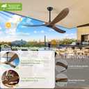Haipeel 60" Wood Ceiling Fan no Light, 60 Inch Ceiling Fans without Lights with Remote Control, Indoor Outdoor Ceiling Fan no Light for Bedroom Porch Modern Propeller 3 Blade ETL DC Motor, Dark Walnut
