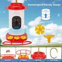 Smart Hummingbird Feeder with 2K HD Camera Auto Capture/Notify &AI Identify Bird Species, Bird Watching Camera with 3 Feeding Ports for Outdoors Hanging, Live View, Instant Notify, Gift for Bird Lover