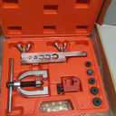 Brake Line Flaring Tool Kit - 25 Ft. 1/4 Copper Coated Brake Line Kit (with 16 Fittings and 4 Unions) + Flaring Tool Set for Single and Double Flares (Includes 5 Adapters and Tube Cutter)