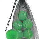 Tennis Balls 6 Pcs Training Tennis Balls Come with Mesh Bag for Easy Transport Beginner High Elasticity Practice Loose Tennis Ball for Dogs Natural Rubber Material (Grass Green)