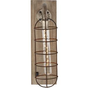 Deco 79 84328 Wood, Metal, and Glass LED Wall Sconce, Brown/Silver