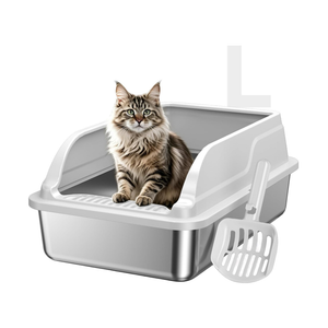 Stainless Steel Cat Litter Box, Large Odor-Free High-Sides
Low entry for easy access, suitable for senior & all cats, entry grid cleans paws, non-slip rounded edges, scoop included