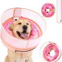 Inflatable Dog Cone Collar with Enhanced Anti-Licking, Soft Neck Donut for Dogs Cats, Recovery Pet Cone Collar After Surgery for Large Medium Small Dogs (Donut Pink2, Large)