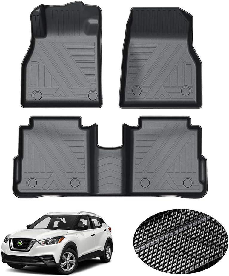KUST Floor Mats for 2018-2024 Nissan Kicks All Weather Protection, TPE Rubber Car Mats Front Rear 2 Row Floor Liners for Kicks Accessories, Custom Fit Non-Slip High Edge