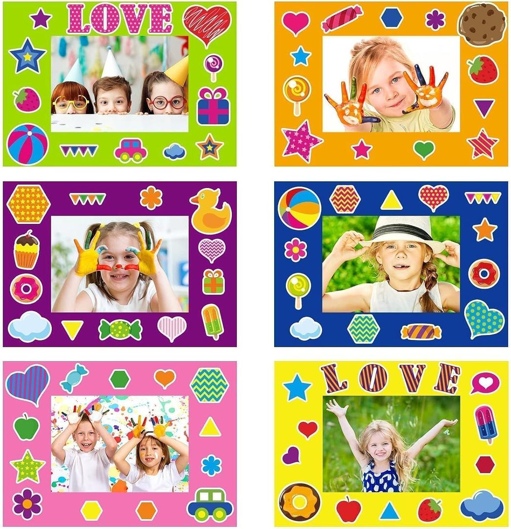 30Packs Picture Frame Crafts Kits for Kids, Summer Back to School Colorful Holiday DIY Foam Picture Frames for Girls Gifts Game Activities Teacher Gifts Preschool Bulletin Board Decoration