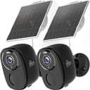 Rraycom 2Pack 5G Solar Security Cameras Wireless Outdoor, 2K Battery Camera w/Solar Panel, Siren Alarm, Color Night Vision, 2-Way Talk, Waterproof, Works/Alexa, WiFi Camera for Outdoor Surveillance