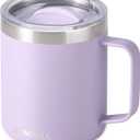 SUNWILL Travel Coffee Mug with Lid, Insulated Tumbler with Handle, 14 oz Stainless Steel Cup for Home, Office, Camping, Powder Coated Orchid