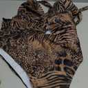 QGIUG Women's Sexy High Cut Cheeky One Piece Swimsuits Monokini Plunge V Neck Halter Bathing Suit Summer Beach Pool Party Leopard X-Large