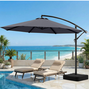 NEWBULIG 10FT Patio Umbrella, Offset Cantilever Outdoor Patio Table Umbrella, UV Protection, Fade Resistant Fabric, Easy Tilt Adjustment for Pool, Deck, Garden, Backyard, 