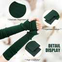 Winter Fingerless Long Gloves for Women Cashmere Blended Knitted Arm Warmers Super Soft Black Arm Sleeves