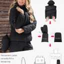 Gihuo Women's Packable Lightweight Hooded Puffer Jacket Quilted Winter Outdoor Jacket with Storage Bag (Black, L)