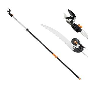 Fiskars 8-12 Ft Extendable 2-in-1 Tree Pruner & Pole Saw with Rotating Head
Manual Cordless Trimmer, 15" Double-Grind Saw Blade, Double-Locking & Lightweight Aluminum Pole, Garden & Yard Care Tool