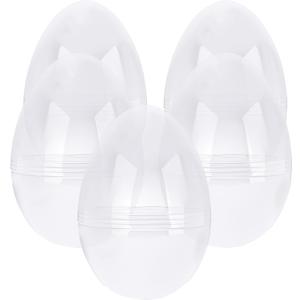 12 Inch/ 10 Inch/ 8 Inch Giant Plastic Clear Easter Egg 5/ 7/ 9/ 10/ 12/ 15 Pcs Empty Oversize Easter Egg Jumbo Plastic Eggs Fillable for Easter Fillers Party Favor (5 Pcs - Clear (10 Inch))
