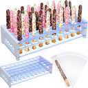Pretzel Rod Holder and 100 Pcs Clear Bags Plastic Pretzel Sticks Stand up to 40 Rods for Christmas Wedding Birthday Treat Parties (Acrylic)