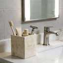 Natural Travertine Textures Toothbrush Holders for Bathroom, Electric Toothbrush and Toothpaste Holder 3 Slots Tooth Brush Organizer for Bathroom Countertop, Shower, Vanity