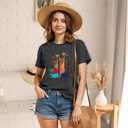 Graphic Tees for Women Casual Cute Tops Funny Printed Soft Shirts Summer Short Sleeve (Beige, XXL)