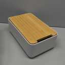 LIBKEN Bread Box  Extra Thick Steel Bin with Bamboo Cutting Board Lid & Drawstring Bag - Modern Scandinavian Metal Box for Kitchen Countertop, Sourdough & Homemade Bread - Warm Grey