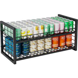 JKsmart 2-Tier Stackable Can Organizer, Extra-Long Can Rack for Pantry Storage, Adjustable Can Dispenser Holds Up to 64 Cans, Super Sturdy Holders for Various Canned Food Snacks Soda