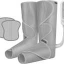 FIT KING Air Compression Leg Massager for Circulation to Relieve Pain, Swelling, Edema, RLS, Ideal Gift for Mom Wife (Extensions Included) - FSA HSA Eligible (Light Gray)