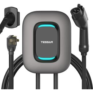 EV Charger Level 2, TESSAN 40A/240V Electric Vehicle Fast Charging Station for Home, Electric Car Charger Equipment 25ft Cable with Holder for Indoor, Outdoor, NEMA 14-50 Plug