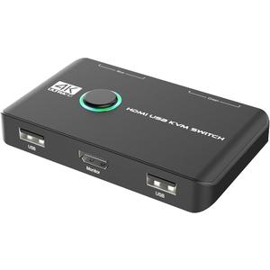 4K KVM Switch HDMI 2 Port Box, Rybozen USB HDMI Switches for 2 Computers Share Keyboard Mouse Printer and one HD Monitor, Support 4K@60Hz, with 2 USB Cables and 2 HDMI Cables