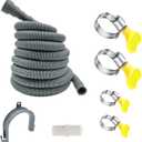 HLMOptimo 16 Feet Universal Washing Machine Drain Hose Flexible Dishwasher Drain Hose Extension Kits Corrugated Washer Hose w/ 1 Adapter 4 Clamps 1 U-Bend Holder