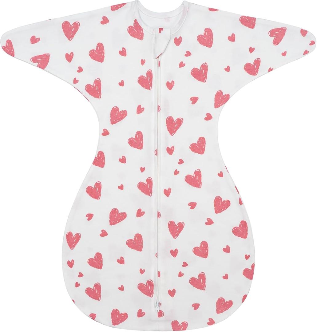 ZIGJOY Shark-Fin Swaddles for Newborns - 1.0 Tog Baby Sleep Sack Soft Cotton Swaddle Wearable Blanket with 2-Way Zipper, L