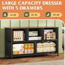 WLIVE Dresser for Bedroom with 5 Drawers, Wide Chest of Drawers, Fabric Dresser, Storage Organizer Unit with Fabric Bins for Closet, Living Room, Hallway, Pattern