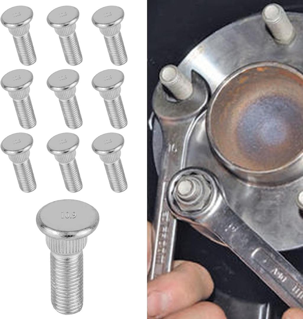 10PCS Wheel Studs Tire Lug Nuts OEM#610-266 90942-02049, Wheel Lug Stud Tire Hub Screw Extended Knurled Bolt Secure 48mm Long & M12x1.5 Compatible with Toyota Chevrolet Lexus Scion Pontiac