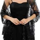 Ladiery Sequin Stars Moons Shawls and Wraps for Evening Dresses,Women sparkly Sheer Mesh Wedding Shawls for Evening Party
