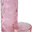 21.6 0z Glass Carafe with Lid, Mouthwash Container for Hand Washing Table, Bedside Water Carafe and Glass Set, Pitcher for Nightstand - Pink