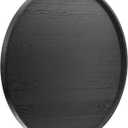 16 inch Round Solid Wood Serving Tray Extra Large Tea Coffee Snack Food Meals Serving Plate Non-Slip Kitchen Party Bar Server Ottoman Tray Breakfast Tray with Raised Edges Heavy Duty Edition Black