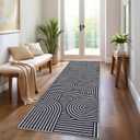 ROYHOME Modern Rug 2.5x10 Runners for Hallways, Abstract Kitchen Runner Rugs Non Slip Bath Mat, Rainbow Washable Runner Rug for Bedroom, Soft Long Rugs for Entryway Bathroom Laundry Dorm, Black