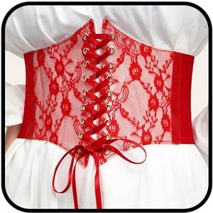 Tgirls Women Corset Belt Lace-up Waist Corset Belts Sexy Cinch Elastic Wide Belt for Dress Costume Waspie Waistband (Red)