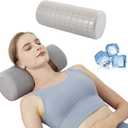 Cervical Roll Pillow With Cooling Gel Cover, Cooling Pillow for Hot Sleepers, Small Neck Roll Pillow, High Density Foam Neck Round Pillow for Sleeping, Cylinder Bolster Pillow for Bed, Legs and Back (15 X 5.5 IN)