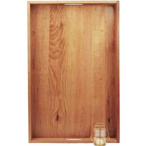 28 x 18 Inches Extra Large Rectangle Cherry Wood Ottoman Tray with Handles, Serve Tea, Coffee or Breakfast in Bed, Classic Wooden Decorative Serving Tray