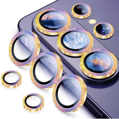 Uyiton for Samsung Galaxy S26 Ultra Camera Lens Protector - [Case-Friendly][Not Easy to Break][Ultra-Thin] Military-Grade Tempered Glass with Aluminum Metal Rear Camera Screen Cover - Glitter Colorful
