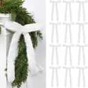 Hoteam 12pcs Large Furry Christmas Bows 11 x 18 Inch Faux Fur Tree Topper Decorations Rustic Fluffy Ornaments for Christmas Tree Wreath Door Porch Farmhouse Holiday Party Decor(White)