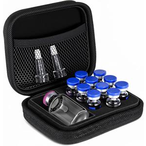 Peptide Case 10 x 3ml + BAC & Case Holds Vials Water BAC Peptide GLP1, 3ml Vial Storage, Fridge Freezer Travel, with Mesh Pocket(Regular)