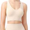 2 x Sports Bras for Women, Criss-Cross Back, Adjustable Wire-Free Medium Support Workout Bra with Removable Cups (XX-Large, Nude)