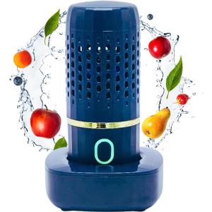 Fruits and Vegetable Washing Machine, Kitchen Fruit Cleaner Device in Water, Wireless Fruit Washer with OH-ion Purification Technology for Fruit, Veggies, Meat(Blue)