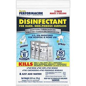 Performacide Hospital & Home Disinfectant 3 Count- Just Add Water - No Rinse, No Wipe, No Residue - EPA Registered - Makes 3 Gallons , Pack of 2 