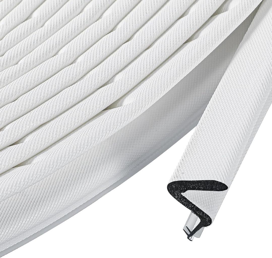 BBTO Weather Stripping Door Seal Exterior Weather Strip for Window V-Shaped Foam Kerf Garage Door Gap Blocker Soundproof Home Improvement Easy to Install(90 Feet,White)