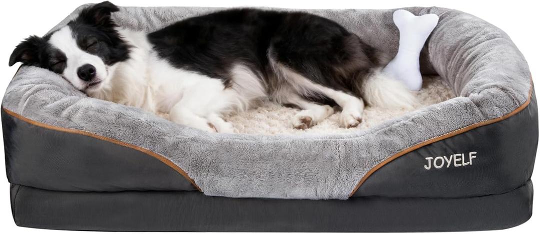 JOYELF Large Memory Foam Dog Bed, Orthopedic Dog Bed & Sofa with Removable Washable Cover and Squeaker Toy as Gift (Large-36"x27")