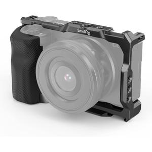 SMALLRIG ZV-E10 Cage with Silicone Handle and Built-in Threaded Holes, Cold Shoe and Quick Release Plate for Sony ZV-E10